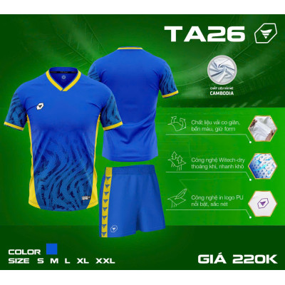 ÁO BÓNG ĐÁ KHÔNG LOGO TA26